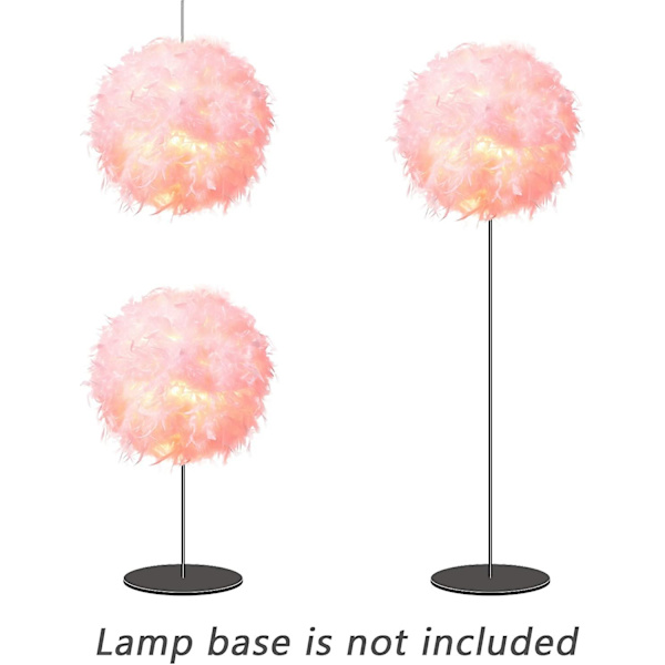 Fjäderlätt lampskärm för takpendellampa, fluffig lampskärm lampskärm för bordslampa och golvlampa, sovrum, diameter 40 cm, rosa