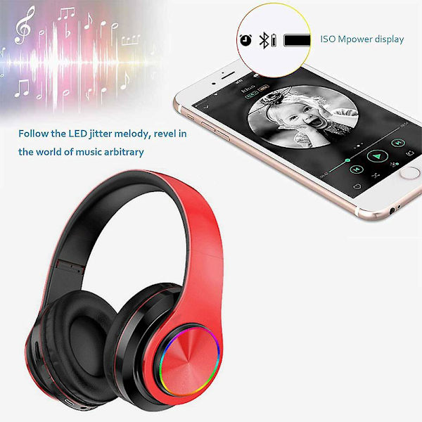 Over-ear Bluetooth-headset med mikrofon, hopfällbar