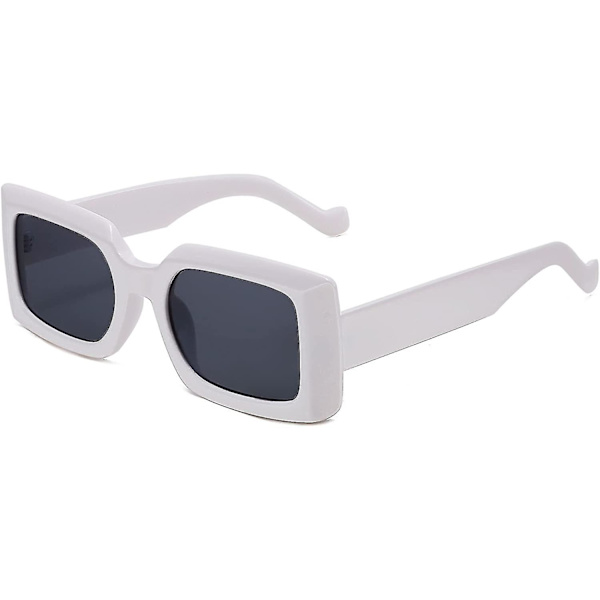 Rektangulære solbriller til kvinder Retro Chunky Fashion Square Frame Eyewear(hvid)