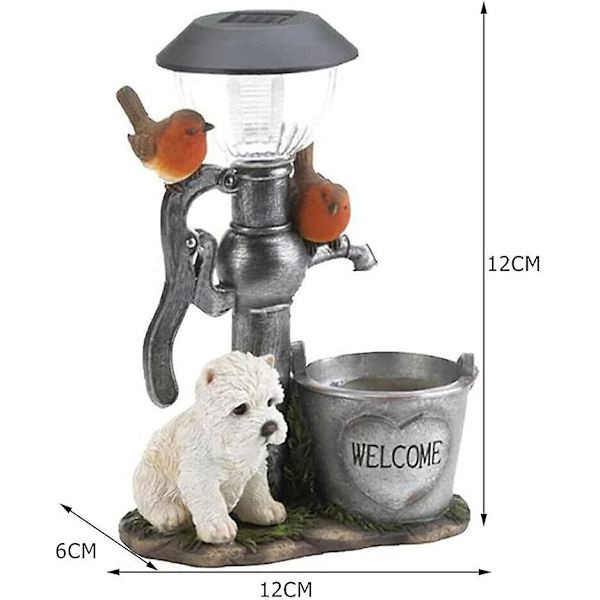 LED Solcellelys Kanin Katt Dyr Skulptur Harpiks Statue Lampe Hage Ornament