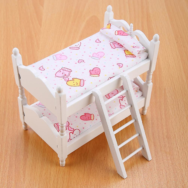 1:12 Dockhus Mini Möbler Barn Sovrum Modell Våningssäng Leksaker (Rosa handskar)