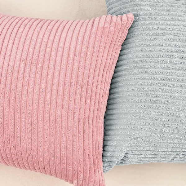 2 Pack Corduroy Dekorativa Kuddfodral 45x45cm Super Mjuk Solid Rosa Kuddfodral för Sovrumssoffa (Rosa)