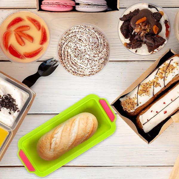 Silikoneform Brød Bageform, Mini Baguette Bageplade, Bollebageform, Non-stick Silikone Baguetteform, Brød Bageform (grøn)