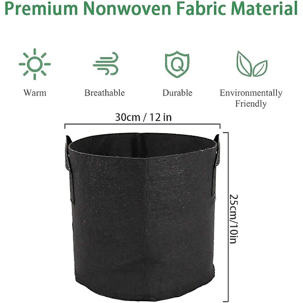 5 stk. plantepose 7 gallon plantepose, åndbar og holdbar potte med vindue og håndtag havepose, til plantning af kartofler gulerødder