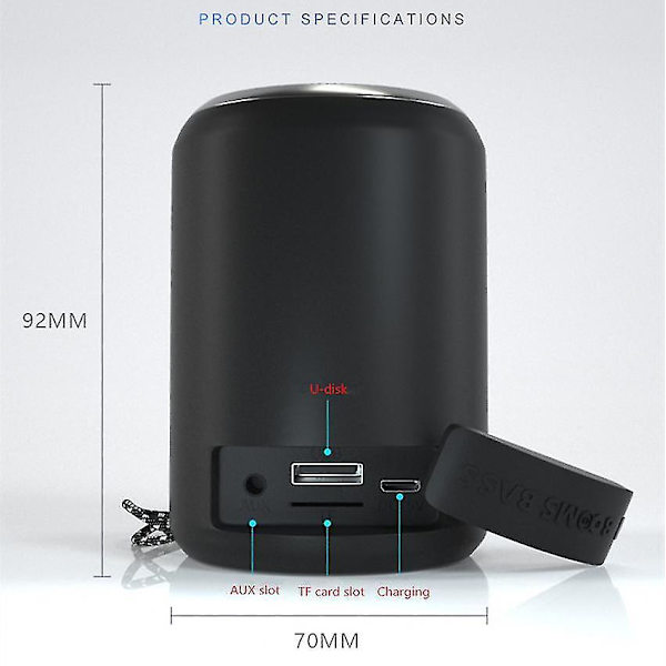 Mini kannettava Booms Bass Bluetooth-kaiutin ulkoilman langaton stereokaiutin Mp3-soitin（keltainen）