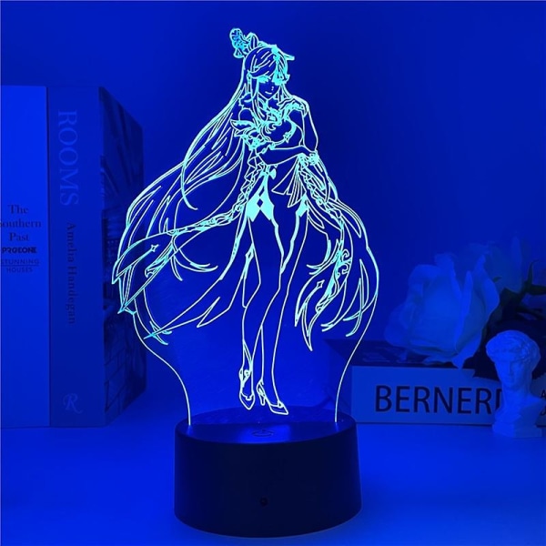 Genshin Impact Nattljus 3d Illusion Anime Lampa För Sovrum Inredning Led Ljus Atmosfär Säng Nattlampor Genshin Kids GiftJ