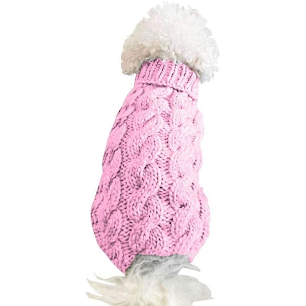 Hundegenser Varmt kæledyr frakke strikket uld vintertrøje til små og mellemstore hunde (Pink, XL) (XL, Pink)