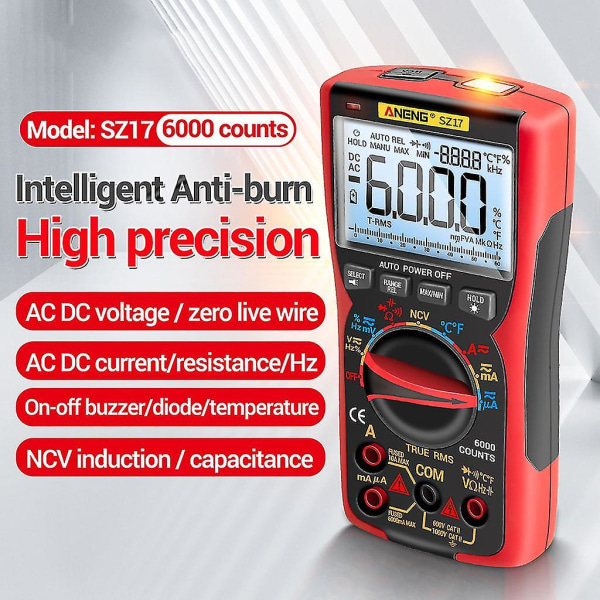 Digital multimeter testare för elektriker och elunderhåll, stöttålig (blå)