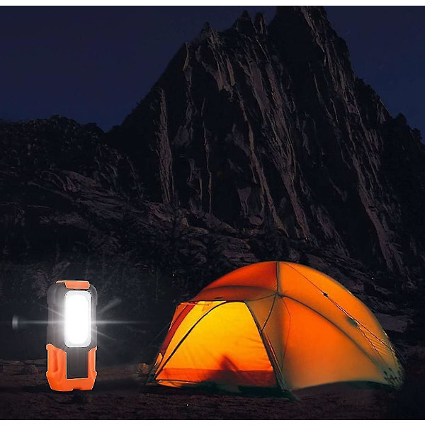 Bärbar LED-arbetslampa, hängande krok magnetisk ficklampa, batteridriven ficklampa 2-pack