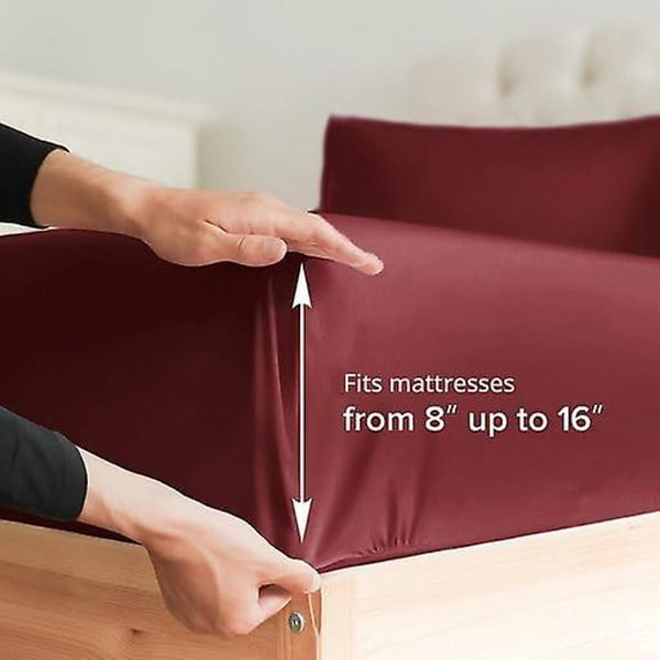 Queen size lakanset - Andningsbara och kylande lakan - Hotell lyxiga lakan - Extra mjuka - Djupa fickor - Lätt passform - 4-delat set - Rynkfria - Com