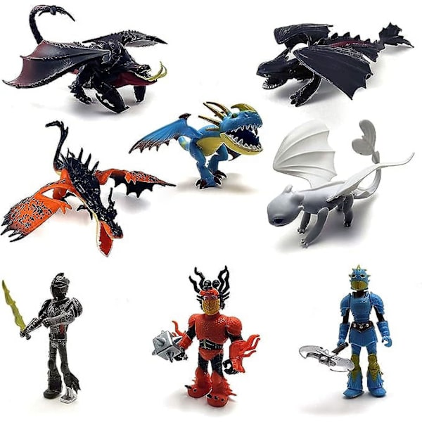 Xkiss Dragons & Vikings Actionfigurer | Ljusfuria, Nattskägg, Dödsgrip, Monstrous Nightmare, Deadly Nadder, Hicke, Astrid Hofferson, Snotlout