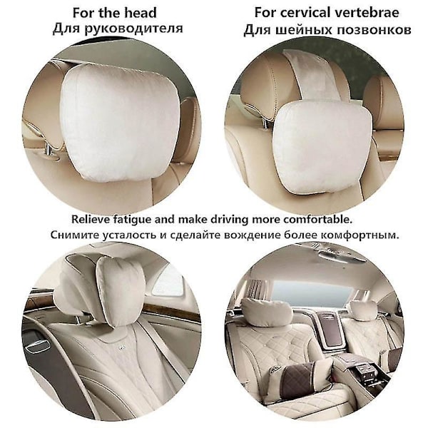 Toppkvalitet Bil nackstöd nackstöd säte / Maybach Design S Klass Mjuk Universal Justerbar Bilkudde Nackstöd Kudde（Beige 1 st）
