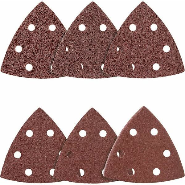 60 x Slipskivor Trianglar 6 Hål 90x90x90mm 10 Korn 40/60/80/120/180/240 Delta Slipmaskiner Triangel Slippapper Slipning & Polering