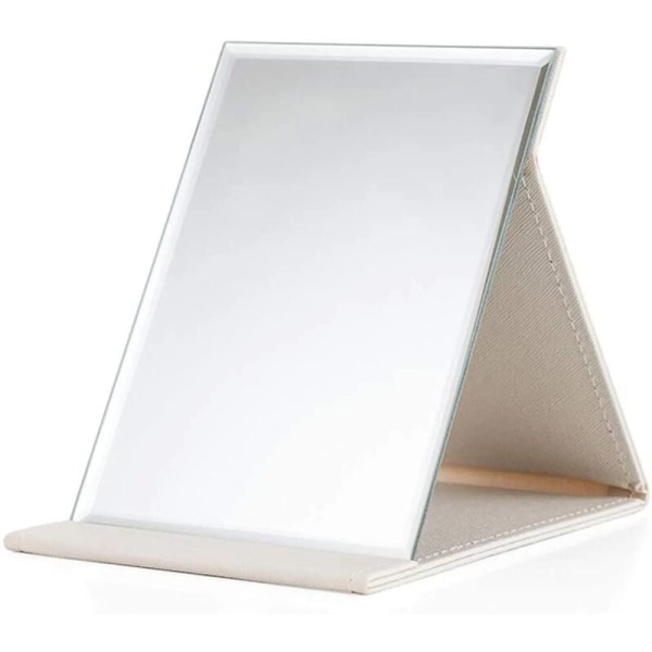 Fällbart bord i konstläder Spegel Bordsspegel Transparent stående spegel Kompakt resespegel (Vit)