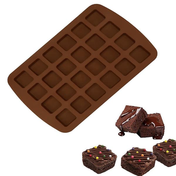 Kageform 24-hulrums silikone brownie firkanter bageform chokoladeform