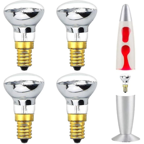 Lava Lamp Bulb 25w E14 R39 Warmwei Warmwei Reflector Bulb Ses Edison glödlampa med liten skruvmejsel (4-pack) [energiklass C] -
