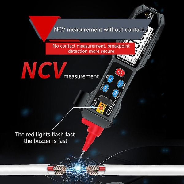 Digitalt multimeter i pennform, berøringsfri håndholdt AC/for DC spenning, strøm, motstandstester, LCD-bakgrunnsbelyst skjerm, sklisikker
