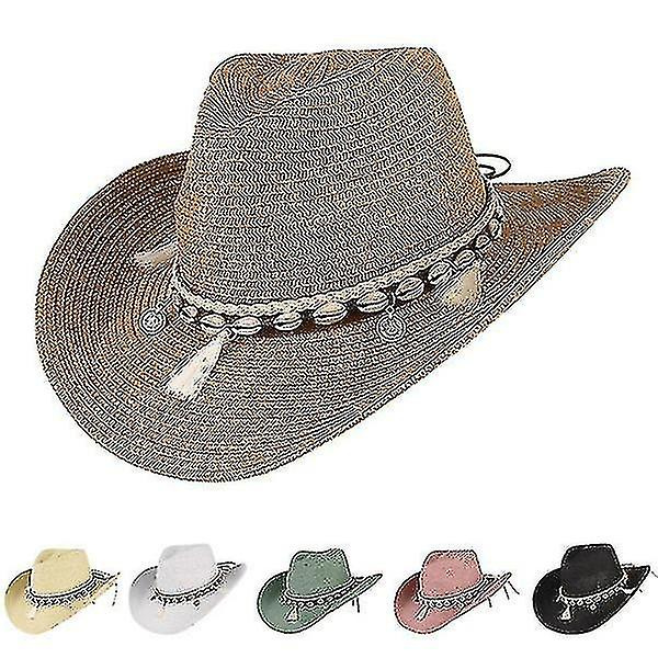 Hat Straw Hat For Western Cowboy Hat Trendy Sun Hat Beach Cap（Musta）