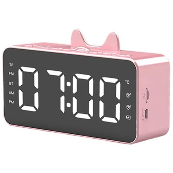 Electronic clock electronic watch digital display small table clock student bedroom desktop alarm clock bedside Bluetooth connection memory card black