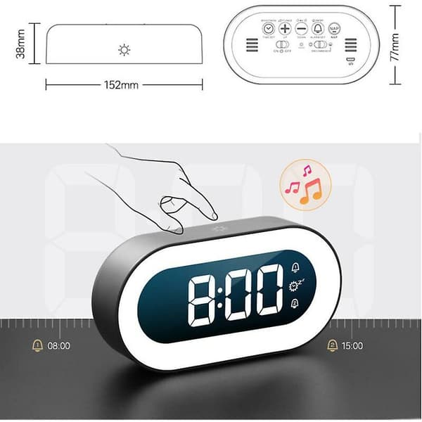 USB Storbilds Digital Väggklocka/Batteridriven Spegeldesign