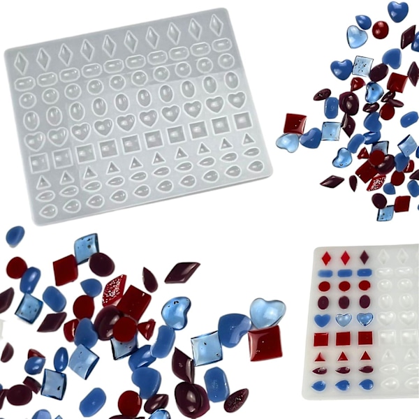 O.A. Geometriske former 90 stk. Silikoneform Ædelsten Nugget Epoksyharpiksform