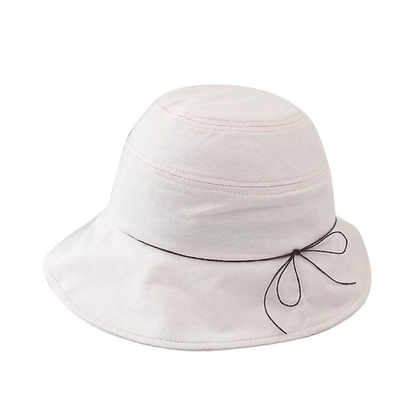 Ladies Hat, Fishing Hat, Summer Beach Sun Hat, Bow Knot, Simple And Fashionable, Hat Circumference 56-58cm (yellow)（beige）