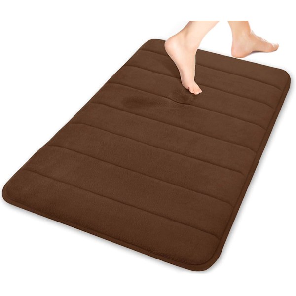 Minneskum Badmatta, Mjuk Bekväm, Super Vattenabsorption, Halkfri, Maskintvätt, Lättare Att Torka För Badrumsgolvmatta, 24 X 17 Tum, Brun