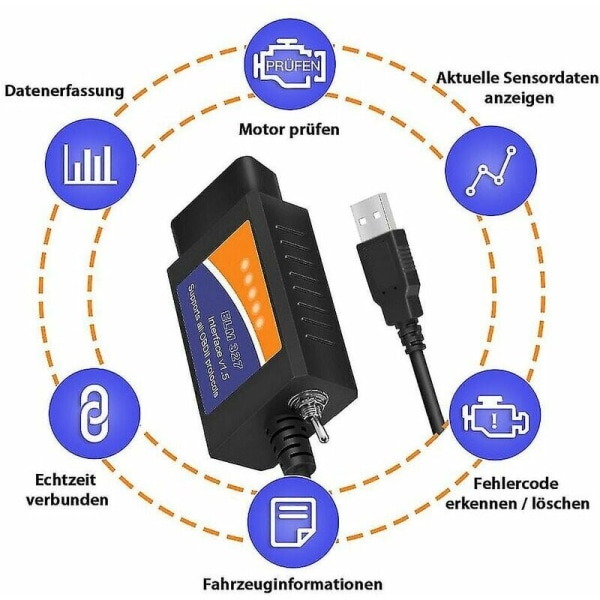 Andra bilreservdelar OBD2-skanner Forscan Elm 327 USB V1.5 Bluetooth kodläsare Autodiagnostikverktyg för fordon - STORLEK: Bluetooth elm327