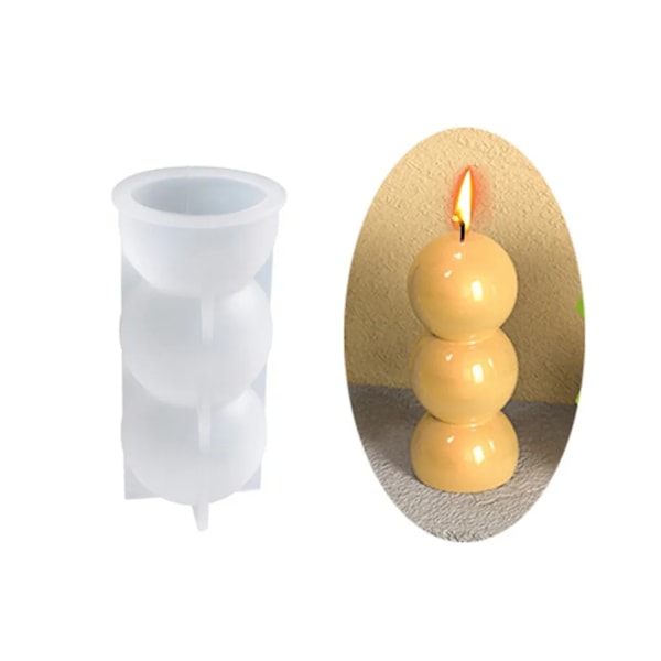 Set med 3 silikonformar för gjutning, ljusform, ljusform, 3D-ljusformar