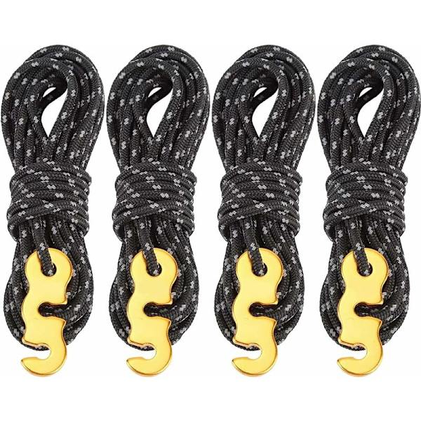longziming 4-pack reflex bungee-snören med spännare, 4 m, diameter: 3 mm, rivbeständig, för tältmarkis