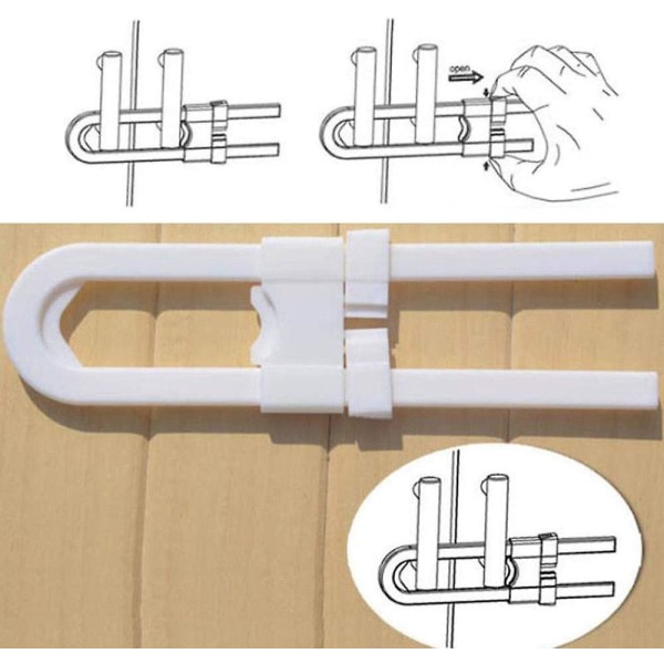 4-pakning barnesikringsskapslåser for babysikre kjøkkenskap U-formet lås