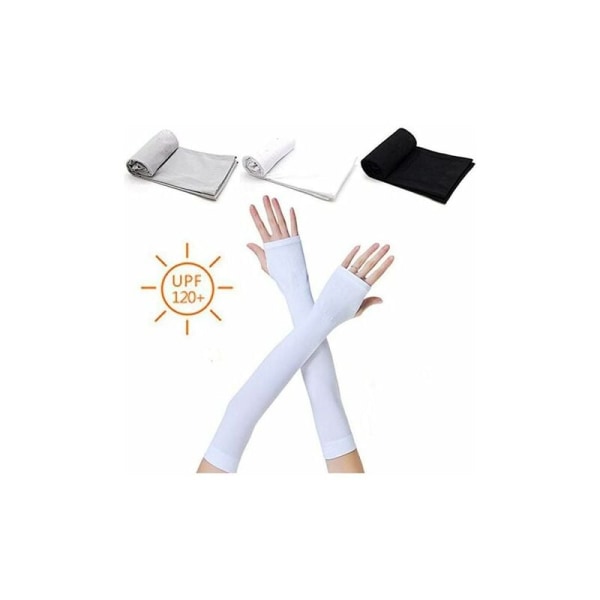 3 par UV-skyddande armvärmare för sportgolf basketcykling (tummestil - svart, vit, grå) CHAM
