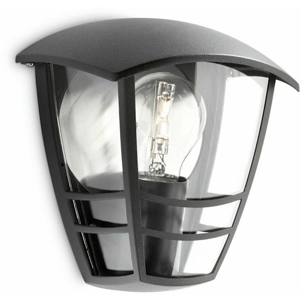 Philips CREEK utomhusvägglampa max. 1x60W E27 - 20x18x13 cm - IP44 - Svart