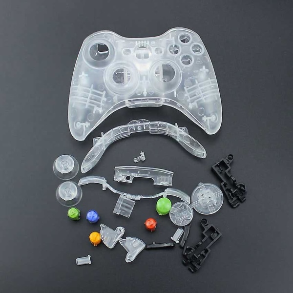 Jcd för Xbox360 Trådlös spelkontroll Hårt case Gamepad Cover med komplett set med knappar Analog Stick för Xbox 360Clear