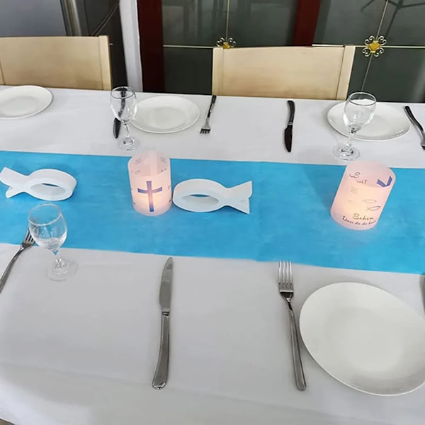 16 st blå lykta fisk nattvardsdekoration, minilykta ljusöverdrag