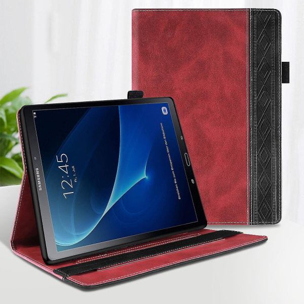 Business Style Pu- case för Samsung Galaxy Tab T580, automatisk sömn/väckningsfunktion, Case med full skydd （Röd）