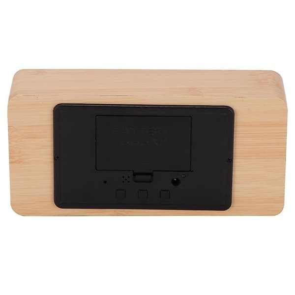 Rektangulär Usb/aaa Dubbel Visning Led Trä Digital Väckarklocka(Rektangel+bambu Trä)