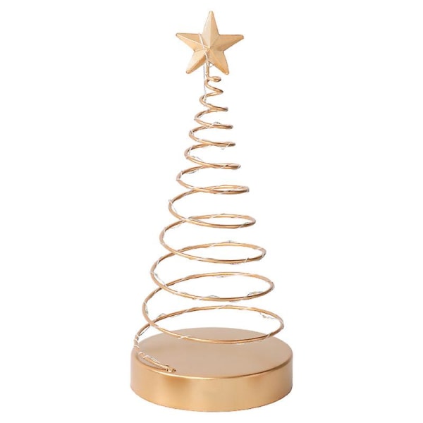 Kunstig juletre, juletre lys spiraljern Stjerne bordlampe med base juledekorasjon (ingen batteri) (1 stk)