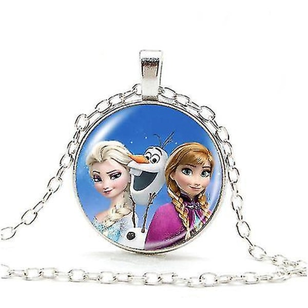 Cartoon Frozen Time Stone Olaf Princess Elsa Anna Barn Flickhalsband Student Bff Hänge Smycken Bästa Vänner För Alltid Födelsedagspresent（Olaf Anna Elsa）