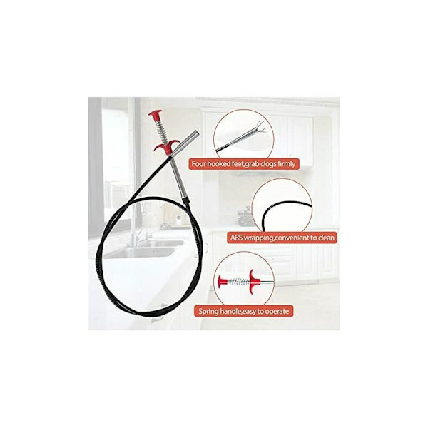 CRUEL 4-klor gripare med långt flexibelt grepp för att samla avfall från avlopp/avlopp/toalett/hushållshandfat (90 cm)