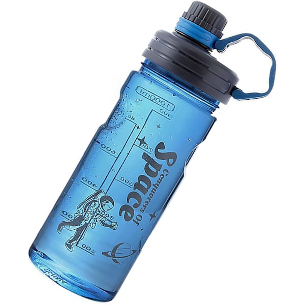 1,5L Vattenflaska med Filter och Graderingsmarkeringar, Läckagesäker Bärbar Tritan BPA-Fri Sportdryckesflaska, Blå 1500ml