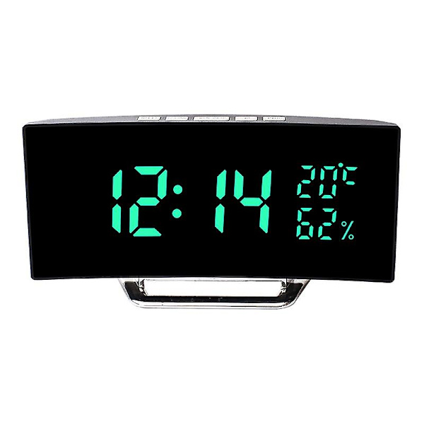 Digital väckarklocka, LED-väckarklocka för sängbord, 12/24 timmar, 2 larm, temperatur och luftfuktighet, justerbar ljusstyrka, snooze, USB-strömförsörjning, minne