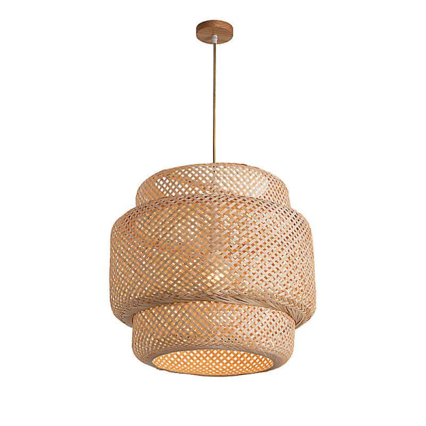 Lysekrone loft japansk håndvævet bambuslampe retro hængende cafe lampe soveværelse spisestue lysekrone april 4.29（30com，primær farve）