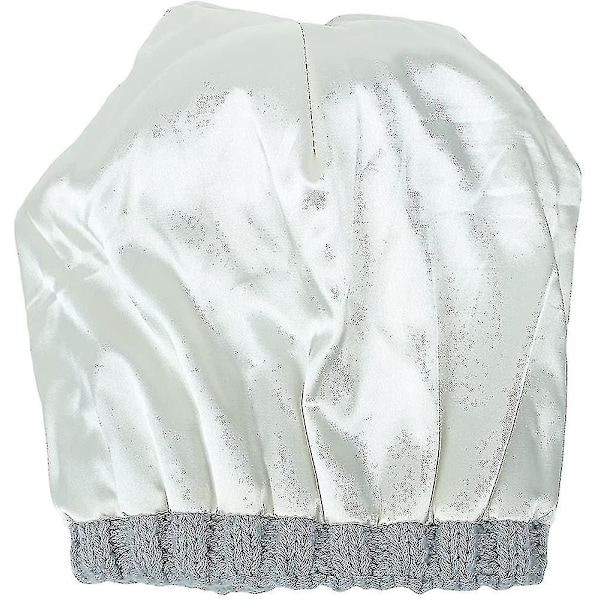 Strikket hue til kvinder med satinfor og pompon - Vintervarmerhue - Bubble Hat