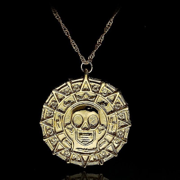 Film Pirates Of The Caribbean Halskjede Aztec Mynt Vintage Gullbelagt Kaptein Jack Sparrow Medaljong Hodeskalle Anheng Halskjeder S