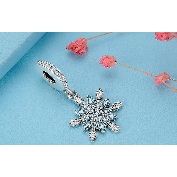 Snöflinga dinglande charm armband klart hänge