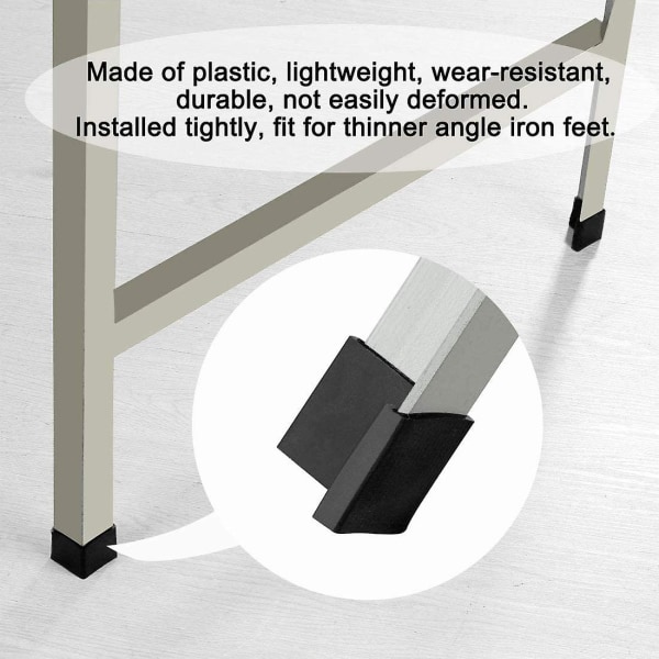 Sourcing Map 8 kpl korkeajalkaiset tuolin kulmarauta L-muotoinen liukuhuonekalupöydän päätysuojakulmasuoja 38mm X 38mm musta