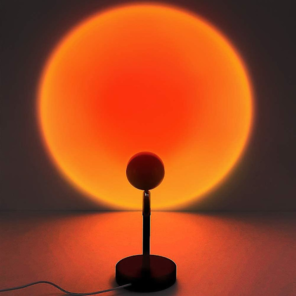 Auringonlaskun projektiolampun, auringonlaskun lampun projektio, auringonlaskun valo, romanttinen visuaalinen tunnelmavalaistus, 180 asteen kiertoverkko punainen valo (auringonlaskun punainen)