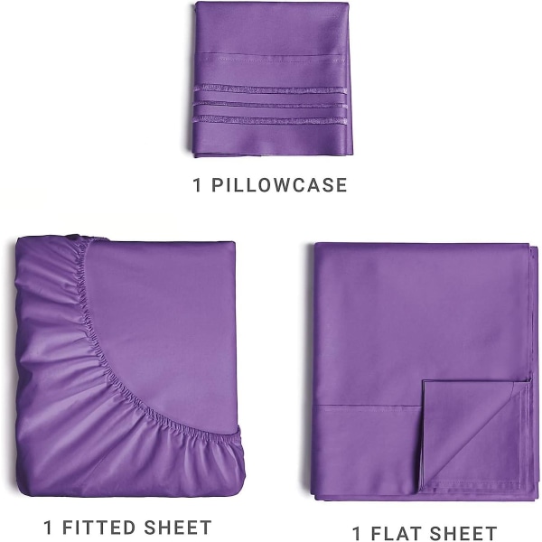 Twin Xl lakanset - Andningsbart & kylande - Sängkläder för högskolehem - Hotell lyxiga lakan - Extra mjuka lakan - Djupa fickor - Lätt att passa - 3 delar