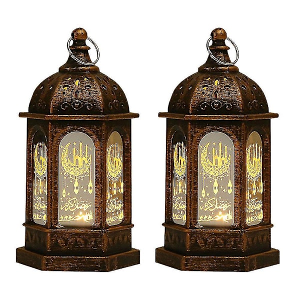 2 st arabiska Ramadan-lyktor marockanska lampdekorationer Eid Al-fitr vindlykta dekorationer